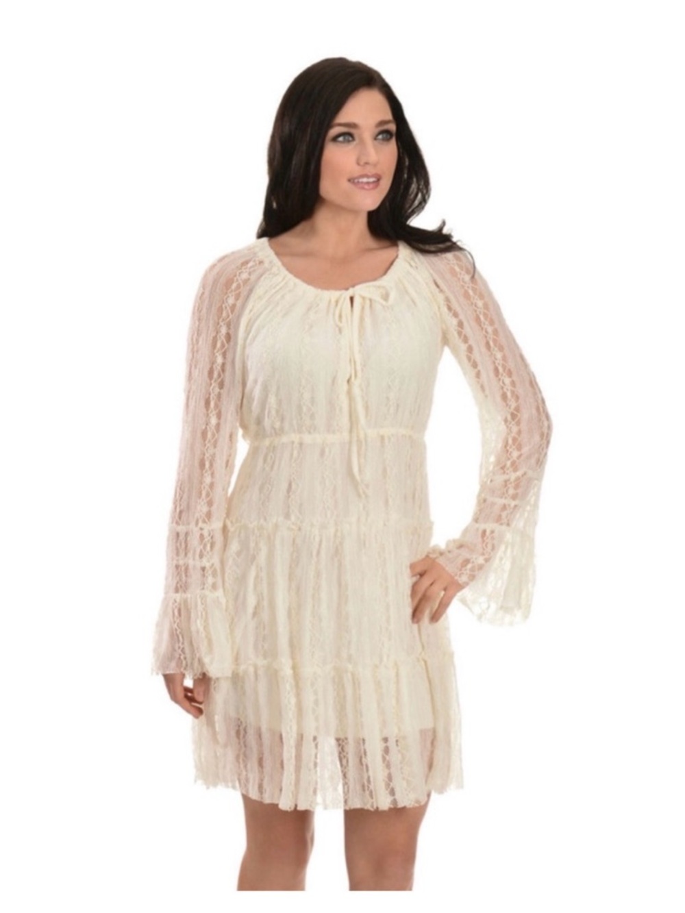 Scully Cream Lace Long Sleeve Dress
